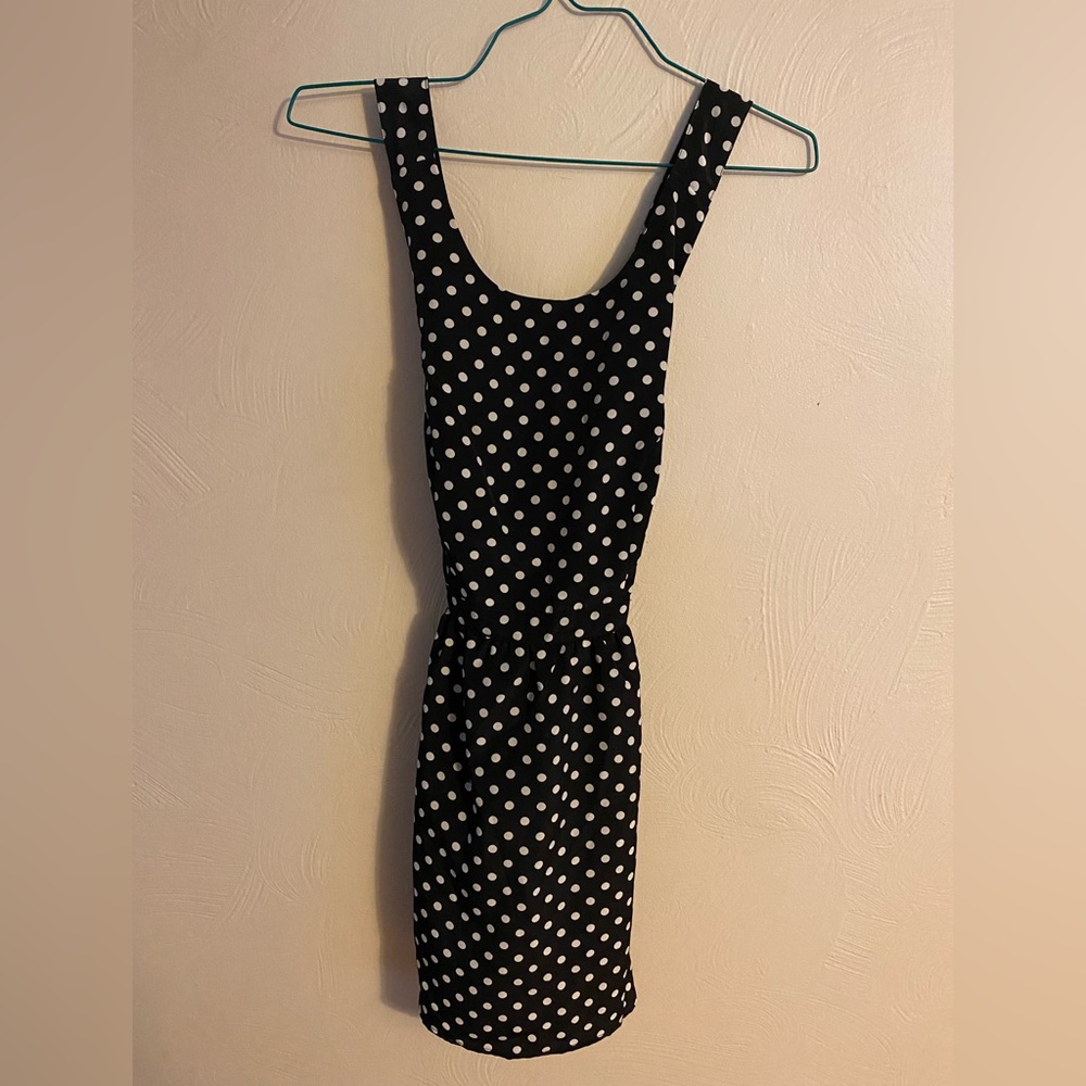 Rush women's / girls black and white polka dot dress- size L